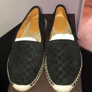 Gucci Espadrille. Black Suede GG. Size 6.5.